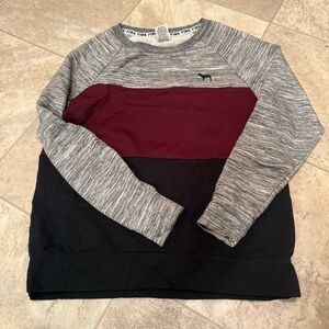PINK Victoria's Secret Gray, Burgundy, and Black Crew
